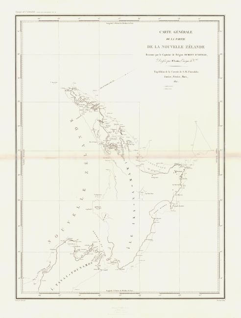 Carte Generale de la Partie de la Nouvelle Zelande Reconnue par le Capitaine de Fregate Dumont D' Urville