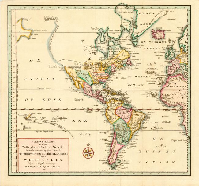 Nieuwe Kaart van het Westelykste Deel der Weereld, dienende tot aanwyzing van de Scheepstogten der Nederlanderen Naar West Indie