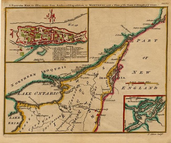 A Particular Map, to Illustrate Gen. Amherst's Expedition, to Montreaal; with a Plan of the Town & Draught of ye Island