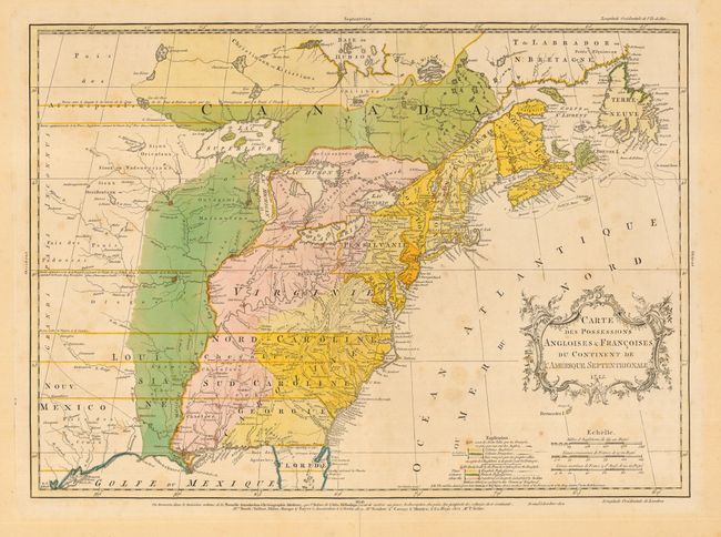 Carte des Possessions Angloises & Francoises du Continent de l' Amerique Septentrionale