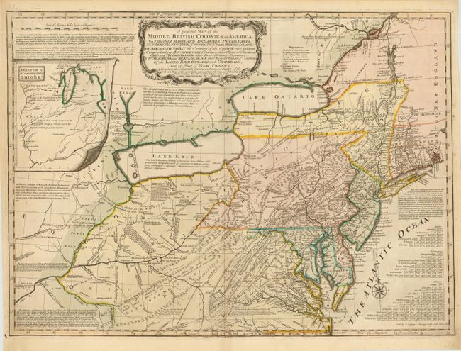 A general Map of the Middle British Colonies in America: via Virginia, Maryland, Delaware, Pensilvania, New Jersey, New York, Connecticut and Rhode-Island