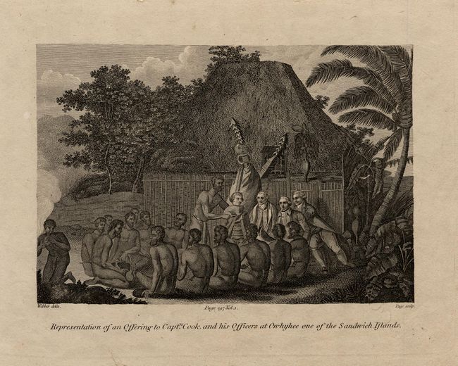 Representation of an Offering to Captn. Cook, and his Officers at Owhyhee one of the Sandwich Islands