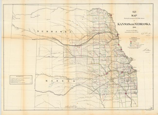 Map Showing the progress of the Public surveys in Kansas and Nebraska