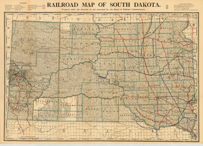 Railroad map of South Dakota.  Prepared under the direction of, and presented by, the Board of Railroad Commissioners