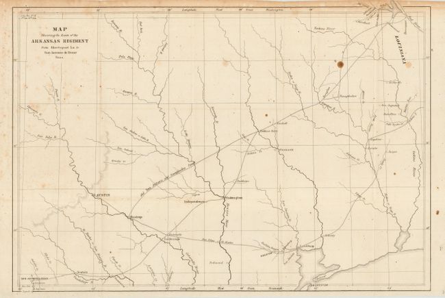 Map Showing the Route of the Arkansas Regiment from Shreveport La. to San Antonio de Bexar Texas