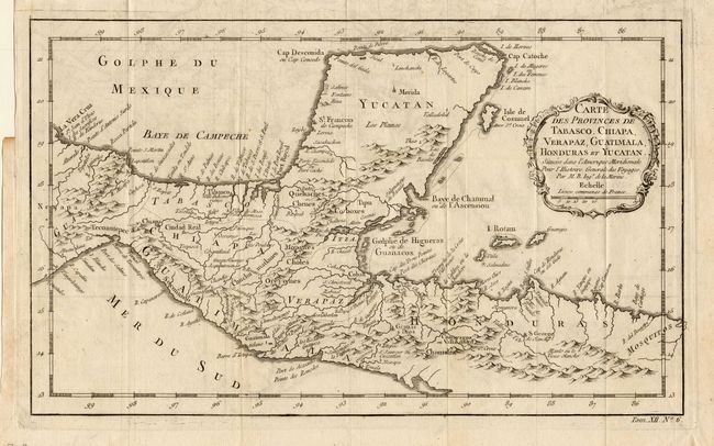 Carte des Provinces de Tabasco, Chiapa Verapaz, Guatimala, Honduras et Yucatan