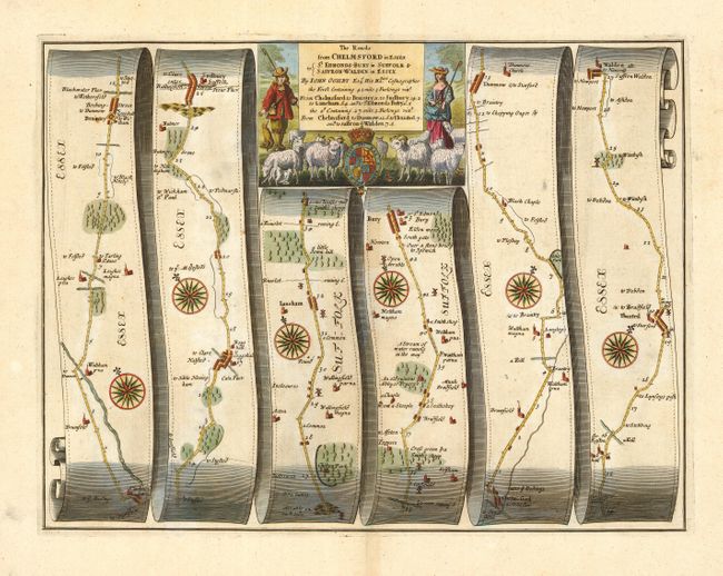 The Roads from Chelmsford in Essex to St. Edmonds-Bury in Suefolk & Saffron-Walden in Essex