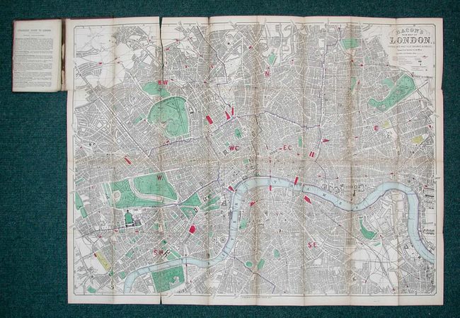 Bacon's New Shilling Map of London and Illustrated Guide With a Large-Scale Plan of the City - A Railway Map of the Environs - Street Directory - Cab Fares Etc.