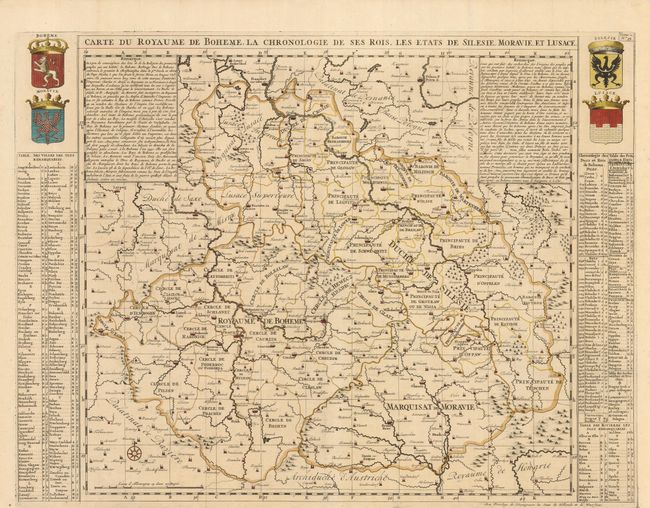 Carte du Royaume de Boheme.  La Chronologie de ses Rois.  Les Etats de Silesie, Moravie, et Lusace