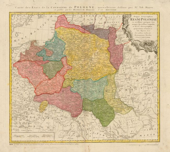 Mappa Geographica Regni Poloniae ex novissimis quot quot sunt mappis specialibus composita et ad LL. Sterographica projectionis revocata