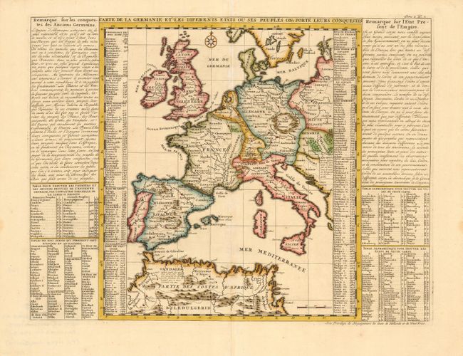 Carte de la Germanie et les Diferents Etats ou ses Peuples ont Porte leurs Conquestes