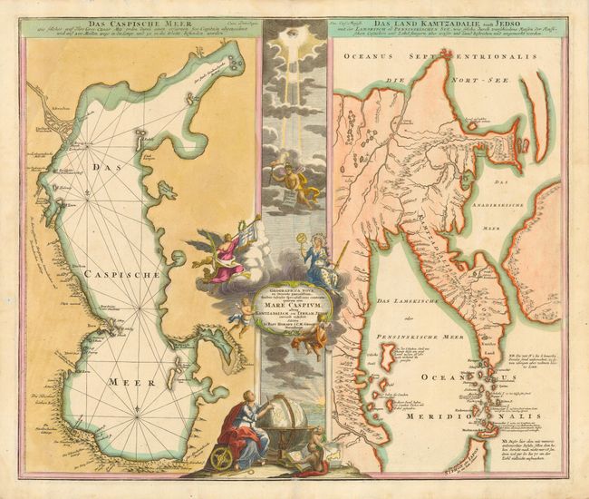 Geographica Nova ex Oriente gratiosissima, dua bus tabulis specialissimis contenta, quarum una Mare Caspium, altera Kamtzadaliam seu Terram Jedso curiose exhibet