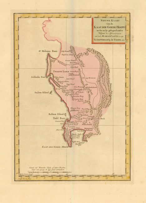 Nieuwe Kaart van de Kaap der Goede Hoope en der na by gelegen Landen