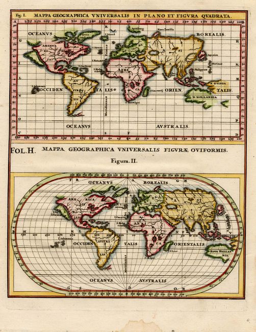 Mappa Geographica Universalis in Plano et Figura Quadrata [on sheet with] Mappa Geographica Universalis Figurae Oviformis