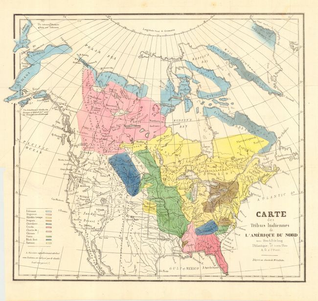 Carte des Tribus Indiennes de L' Amerique du Nord vers 1600 A.D. de long l' Atlantique; de et vers 1800 A.D. a l' Ouest