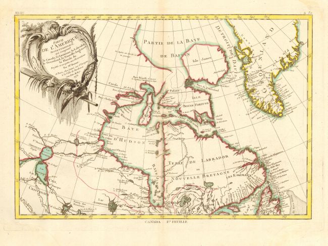 Partie de L'Amerique Septentrionale qui comprend le Canada, la Louisiane, le Labrador, le Groenland, la Nouvelle Angleterre, la Floride &c.