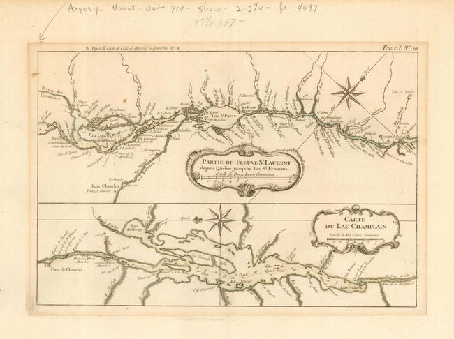 Partie du Fleuve St. Laurent depuis Quebec jusqu'au Lac St. Francois [on sheet with] Carte du Lac Champlain