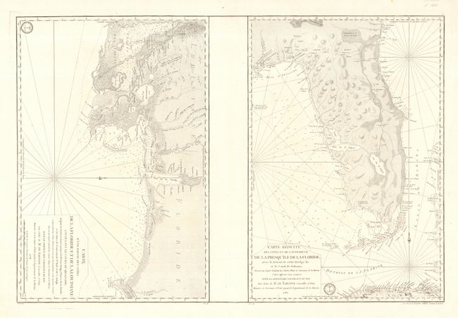 Carte d' une Partie des Cotes de la Floride et de la Louisiane [on sheet with] Carte Reduite des Cotes et de l'Interieur de la Presqu'ile de la Floride, avec le Detroit de Cette Presqu'ile et le Canal de Bahama