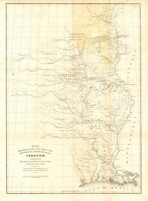 Map Illustrating the plan of the defences of the Western & North-Western Frontier, as proposed by the Hon: J.R. Poinsett, Sec. Of War, in his report of Dec. 30, 1837