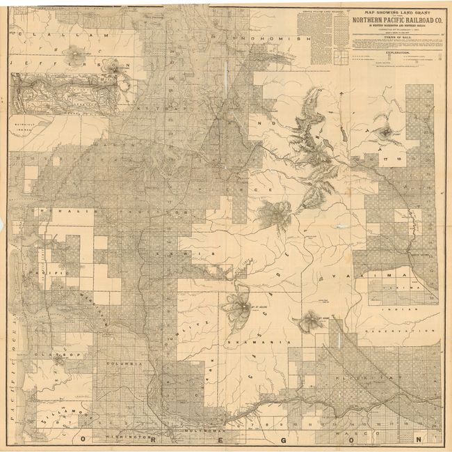 Map Showing Land Grant of the Northern Pacific Railroad Co. in Western Washington and Northern Oregon.  Corrected up to January 1, 1887.