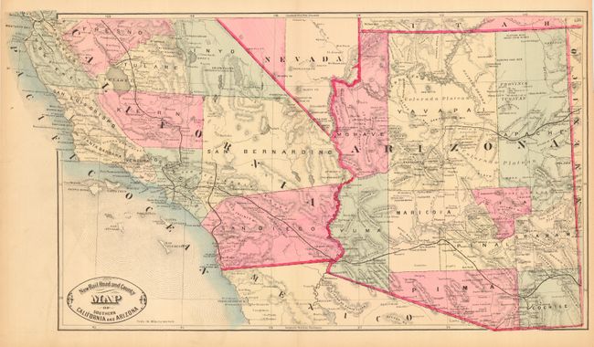 New Rail Road and County Map of Southern California and Arizona