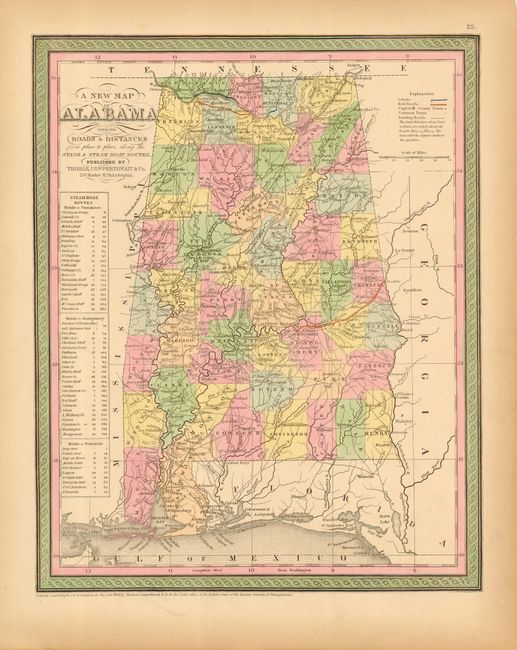 A New Map of Alabama with its Roads & Distances from place to place, along the Stage & Steam Boat Routes