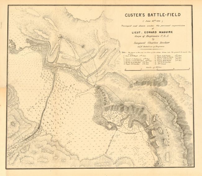 Custer's Battle-field (June 25th 1876) Surveyed and Drawn Under the personal supervision of Lieut. Edward Maguire Corps of Engineers U.S.A. by Sergeant Charles Becker