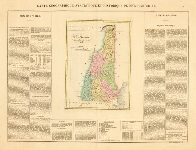 Carte Geographique, Statistique et Historique de New-Hampshire