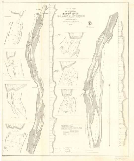 Map of Comparison of Hudson River from Albany to New Baltimore