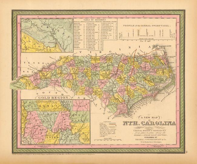 A New Map of Nth. Carolina with its Canals, Roads & Distances from place to place, along the Stage & Steam Boat Routes
