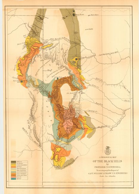 A Geological Map of the Black Hills by Professor N.H. Winchell To accompany the Report of Capt. William Ludlow U.S. Engineers