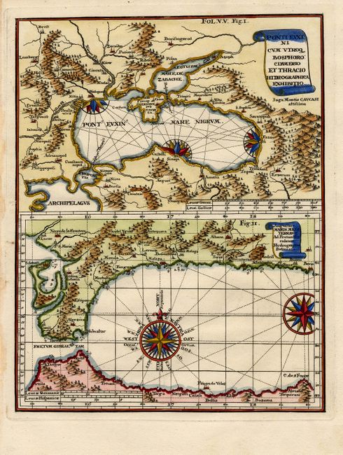 Ponti Euxini cum Utroq Bosphorocimmerio et Thracio Hidrographica Exhibitio [on sheet with] Augusiae Maris Mediterranei Ad Fretum