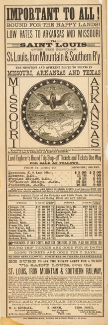 [Texas, Missouri & Arkansas - Immigration Broadside with Map]