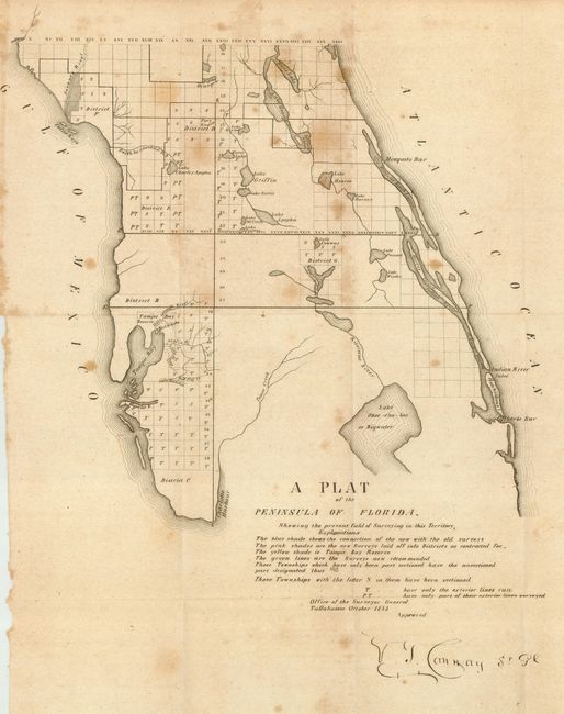 A Plat of the Peninsula of Florida.  Shewing the present field of Surveying in this Territory