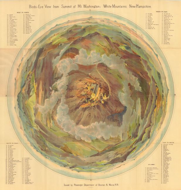 Bird's-Eye View from the Summit of Mt. Washington; White Mountains, New Hampshire.  Issued by the Passenger Department of Boston & Maine R.R.