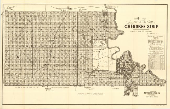 Map of the Cherokee Strip Compiled from U.S. Surveys by E.W. Wiggins  C.E.