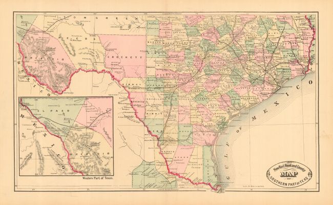 New Rail Road and County Map of Southern Part of Texas