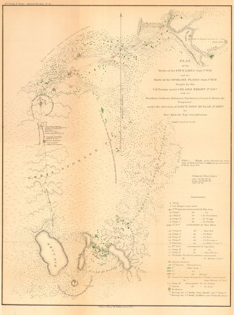 Plan of the Battlefield of the Four Lakes Sept. 1st 1858  [and] Plan of Col. Steptoe's Battlefield on the Ingossomen Creek, May15th, 16th & 17th, 1858