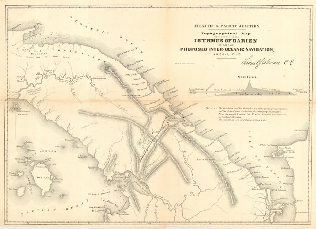 Atlantic & Pacific Junction.  Topographical Map of the portion of the Isthmus of Darien in site of Proposed Inter-Oceanic Navigation, August, 1852