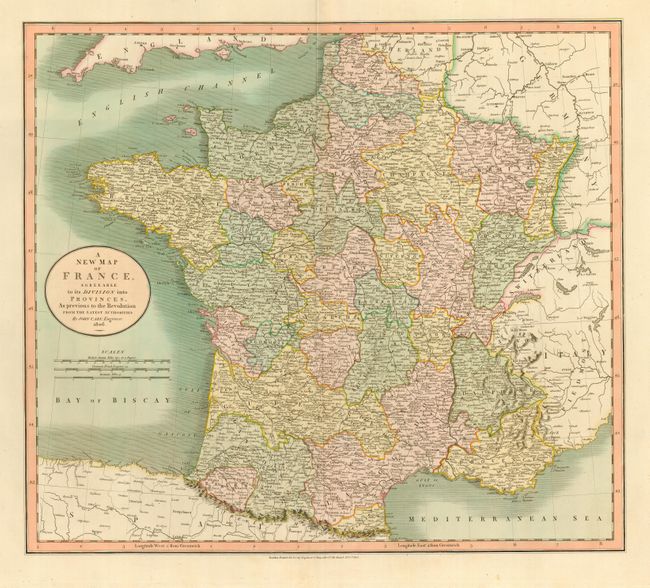A New Map of France, Agreeable to its Division into Provinces, As previous to the Revolution