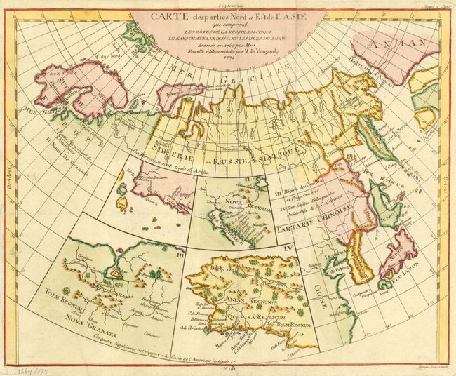 Carte des parties Nord et Est de l'Asie qui comprend les Cotes de la Russie Asiatique le Kamschatka, le Jesso, et les Isles du Japon