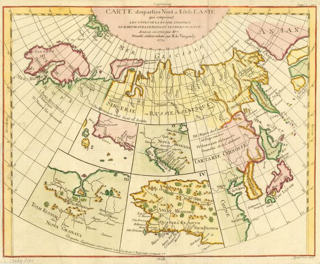 Carte des parties Nord et Est de l'Asie qui comprend les Cotes de la Russie Asiatique le Kamschatka, le Jesso, et les Isles du Japon