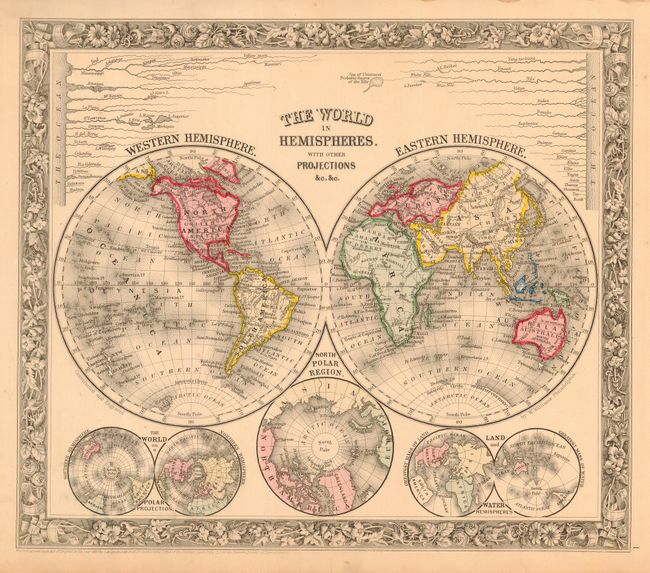 The World in Hemispheres [in set with] Map of the World on the Mercator Projection [and] Map of North America  [and] Map of South America  [and] Map of Europe  [and] Map of Asia  [and] Map of Africa  [and] Map of Oceanica 