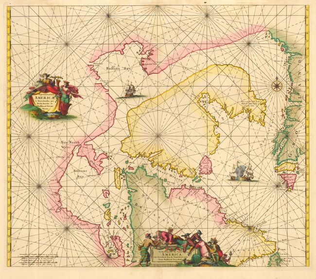 Septemtrionaliora Americae a Groenlandia, per Freta Davidis, et Hudson, ad Terram Novam - De Noordelyckste Zee kusten van America van Groenland door de Straet Davis ende Straet Hudson tot Terra Neuf