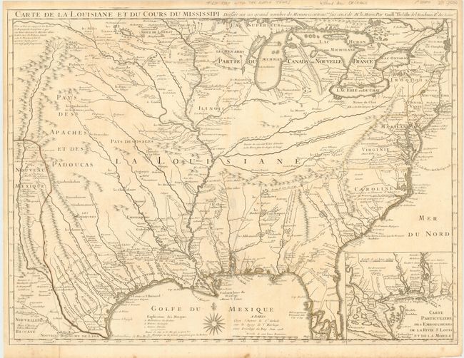 Carte de la Louisiane et du Cours du Mississippi Dressee sur un grand numbre de Memoires