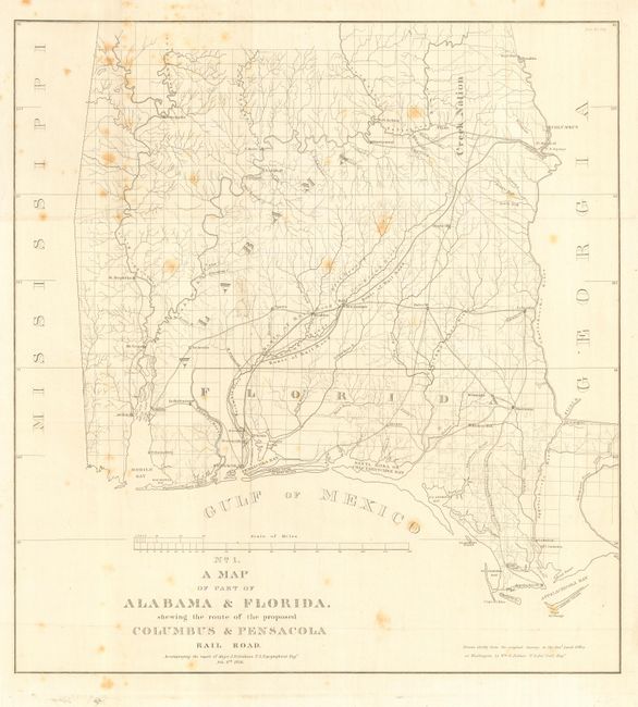 No. 1 A Map of Part of Alabama & Florida shewing the route of the proposed Columbus & Pensacola Rail Road