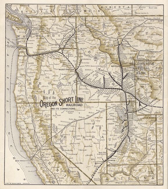Oregon Short Line Railroad Map Old World Auctions - Auction 113 - Lot 288 - Oregon Short Line Railroad -  Yellowstone National Park