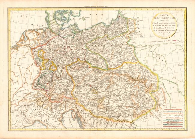Carte de l'Allemagne Contenant les Etats de la Confederation du Rhin Le Royaume de Prusse le Grand Duchy de Warsovie et l'Empire d'Autriche