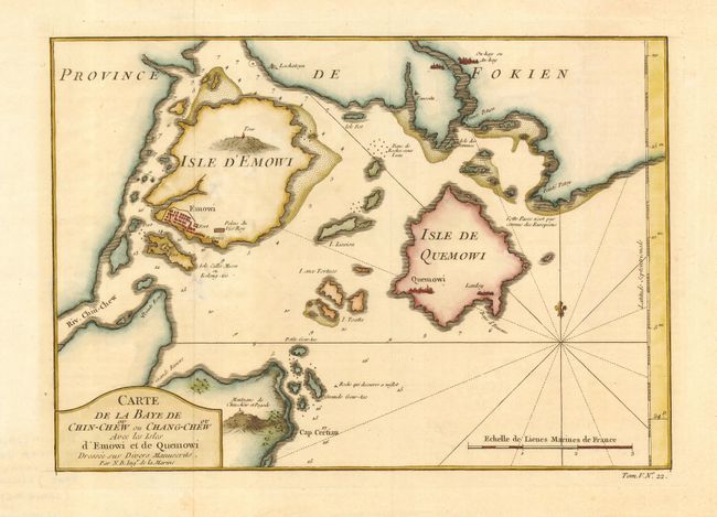 Carte de la Baye de ou Chin-Chew ou Chang-Chew  avec les Isles d'Emowi et de Quemowi