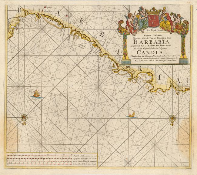 Nieuwe Pascaart Voor een Gedeelte van de Zeekusten van Barbaria beginnende van C: Rusato tot Alexandria als mede t' meeste gedeelte van't Eylandt Candia